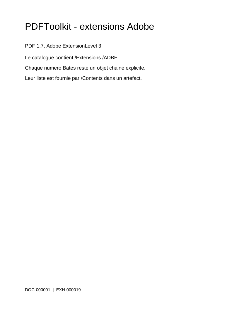 Aperçu : Extensions Adobe et numérotation Bates