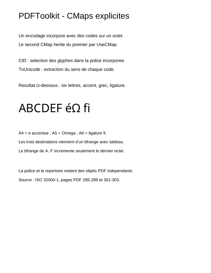 Aperçu : CMaps et Unicode