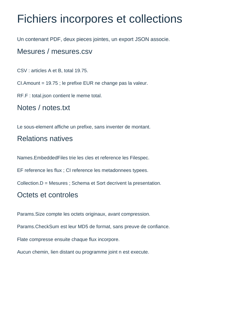 Aperçu : Fichiers incorporés et collections